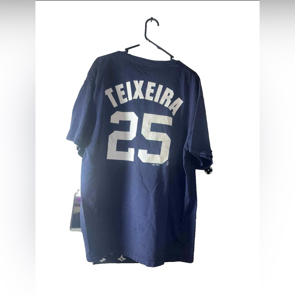 MLB New York Yankees Mark Teixeira #25 T Shirt Men's XL  Blue Majestic Vintage